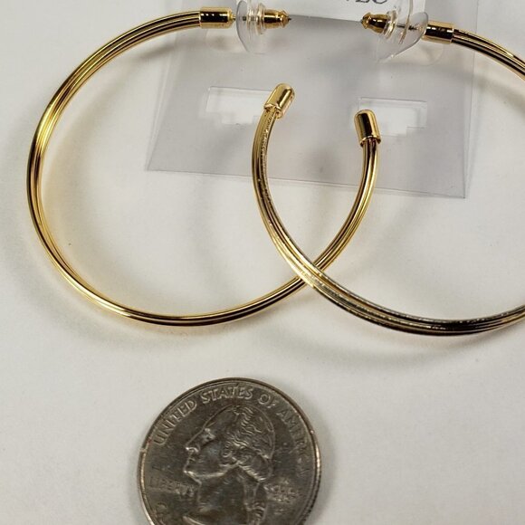 Women's Polished Gold tone Half Hoop Earrings - Picture 4 of 8